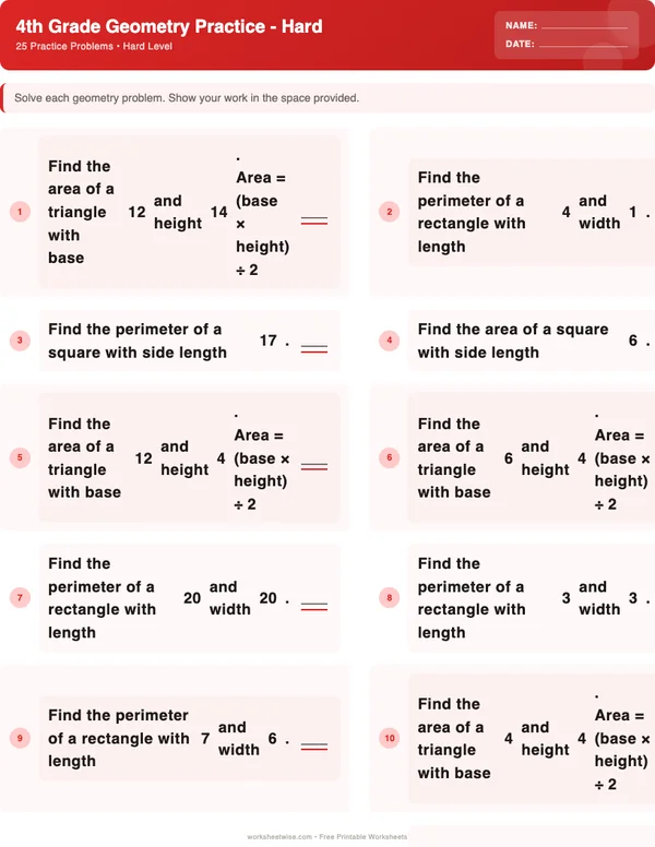 4th Grade Geometry Worksheets - Christmas Theme (Hard)