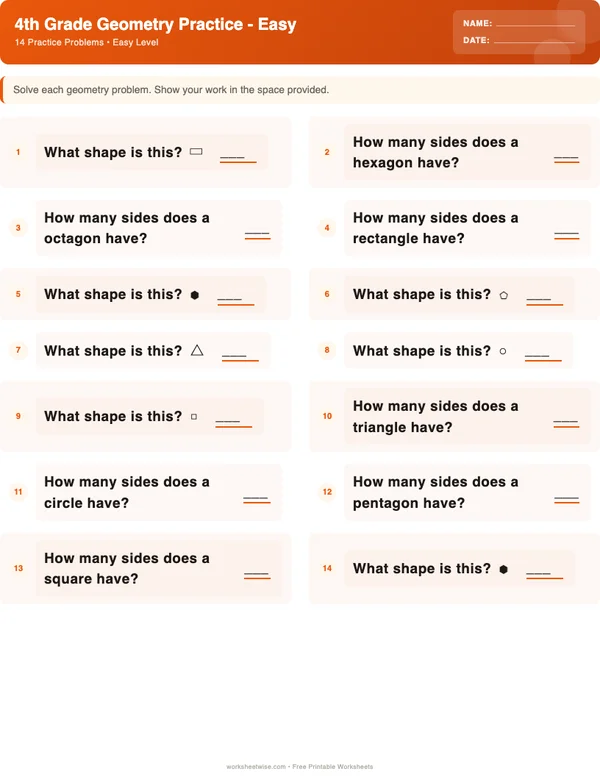 4th Grade Geometry Worksheets - Halloween Theme (Easy)