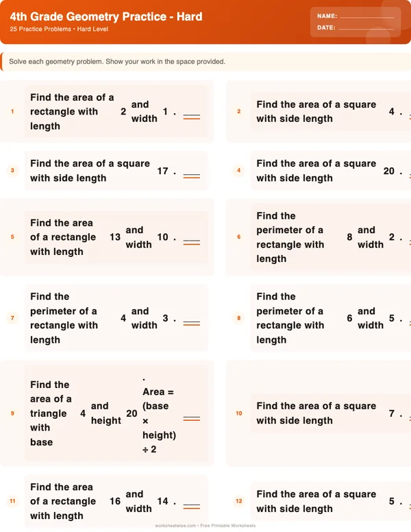 4th Grade Geometry Worksheets - Halloween Theme (Hard)