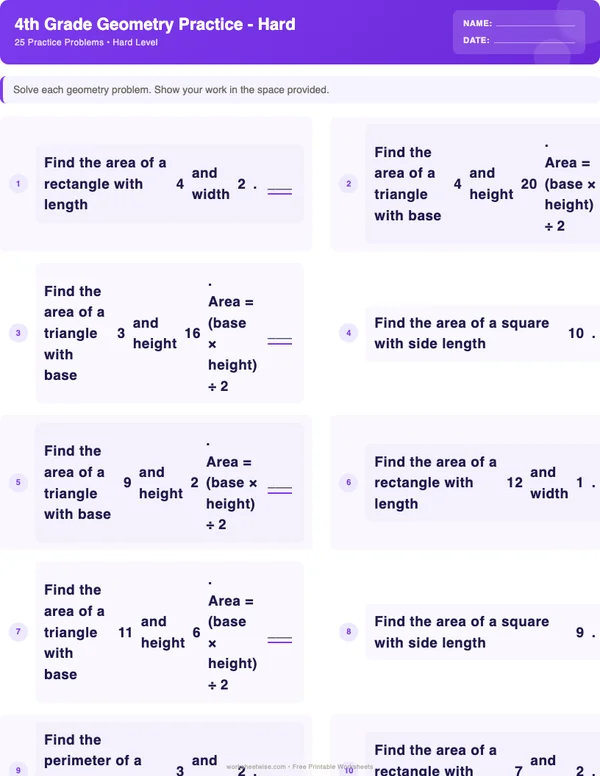 4th Grade Geometry Worksheets - Space Theme (Hard)