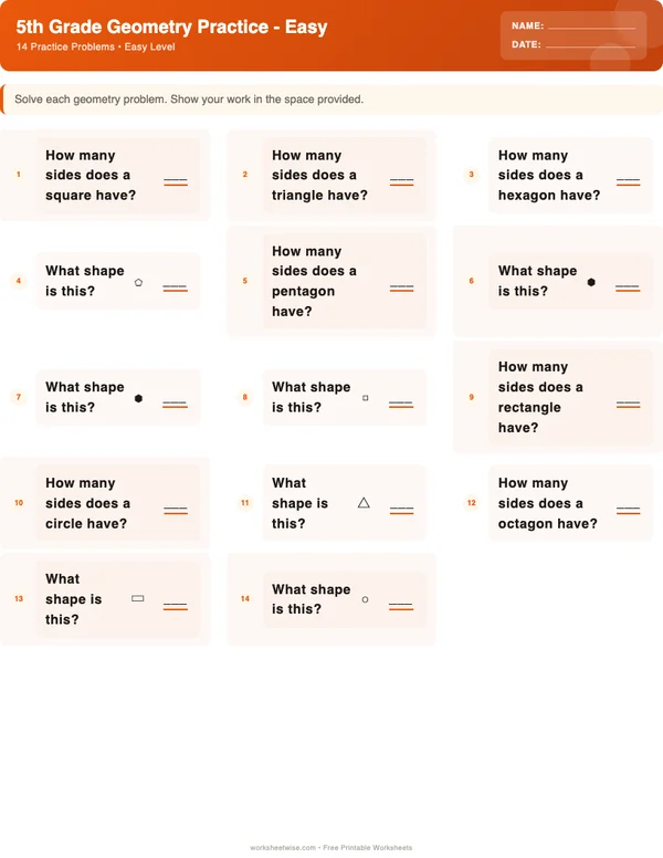 5th Grade Geometry Worksheets - Halloween Theme (Easy)