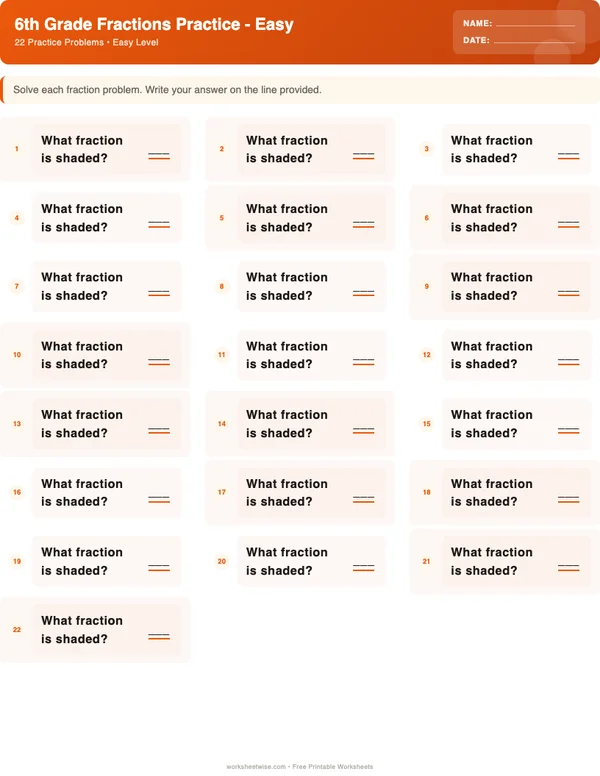 6th Grade Fractions Worksheets - Halloween Theme (Easy)