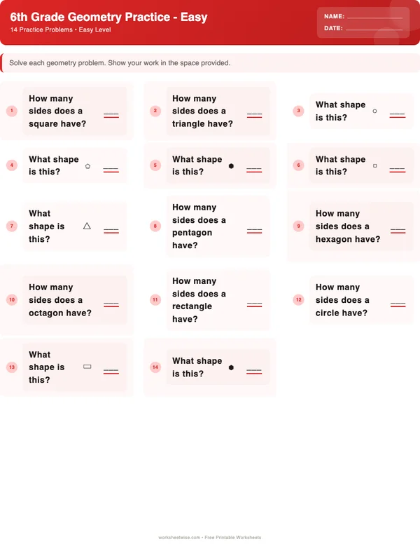 6th Grade Geometry Worksheets - Christmas Theme (Easy)