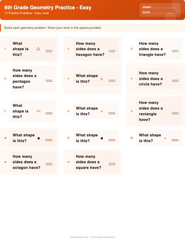 6th Grade Geometry Worksheets - Halloween Theme (Easy)