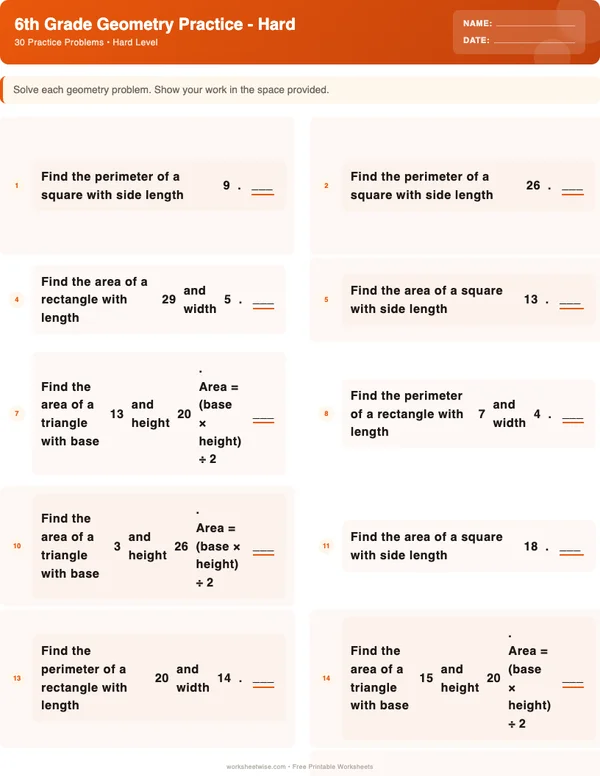 6th Grade Geometry Worksheets - Halloween Theme (Hard)