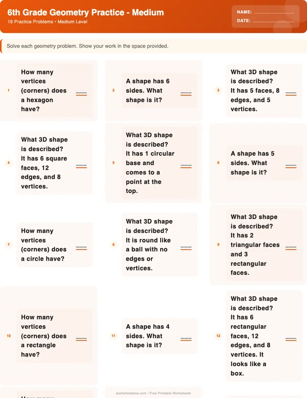 6th Grade Geometry Worksheets - Halloween Theme (Medium)