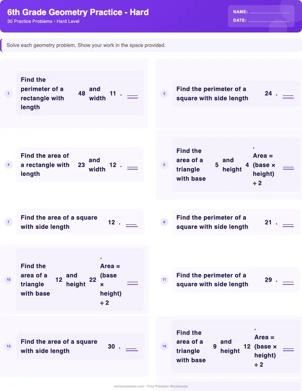 6th Grade Geometry Worksheets - Space Theme (Hard)