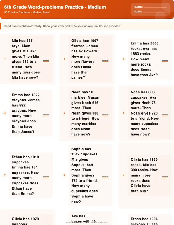 6th Grade Word Problems Worksheets - Halloween Theme (Medium)
