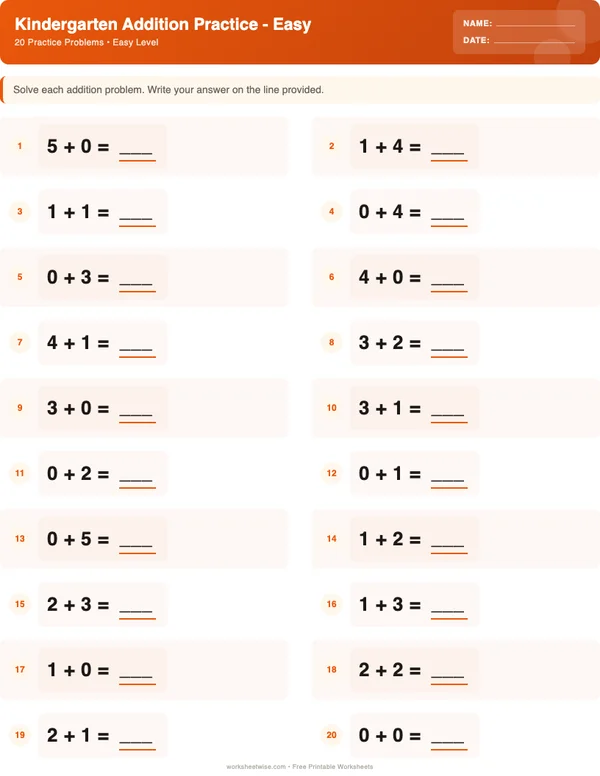 Kindergarten Addition Worksheets - Halloween Theme (Easy)