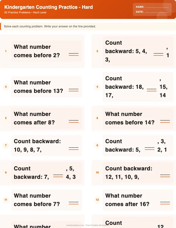 Kindergarten Counting Worksheets - Halloween Theme (Hard)