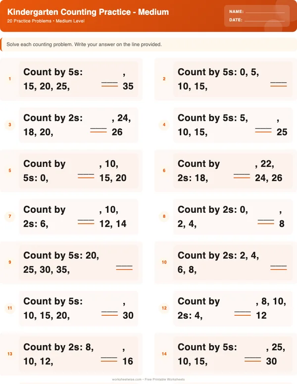 Kindergarten Counting Worksheets - Halloween Theme (Medium)