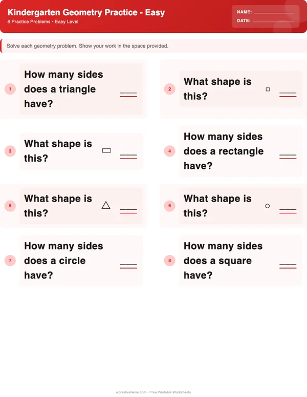 Kindergarten Geometry Worksheets - Christmas Theme (Easy)