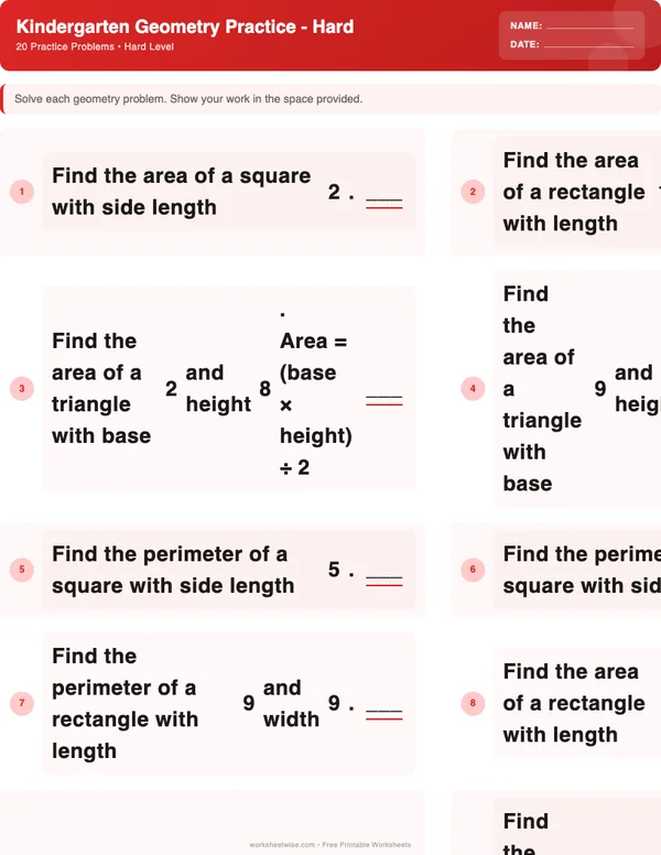 Kindergarten Geometry Worksheets - Christmas Theme (Hard)