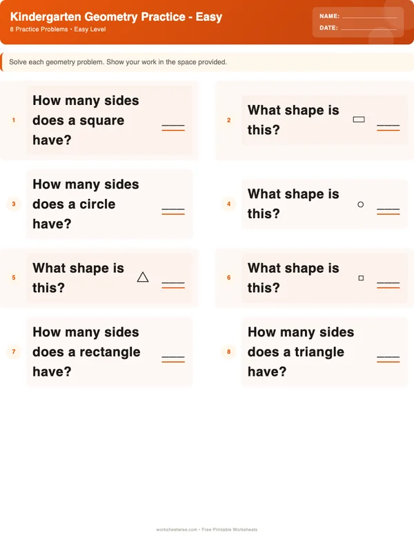 Kindergarten Geometry Worksheets - Halloween Theme (Easy)