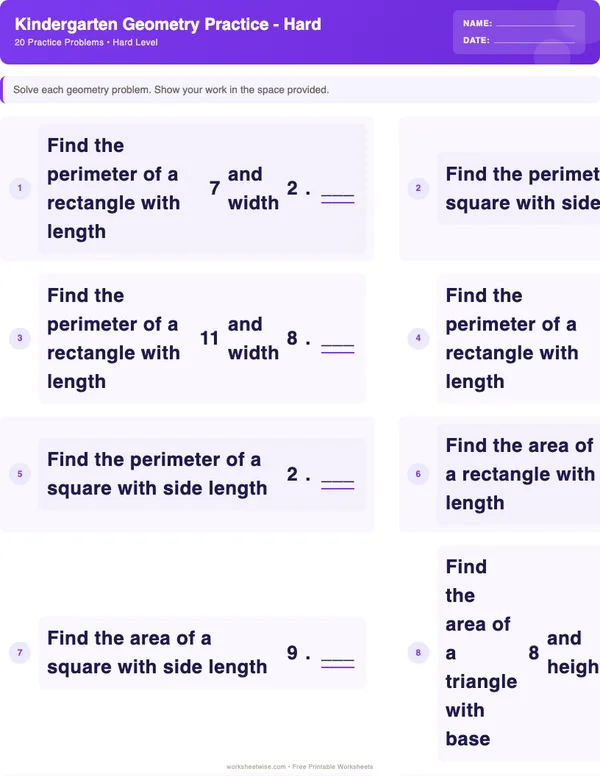 Kindergarten Geometry Worksheets - Space Theme (Hard)