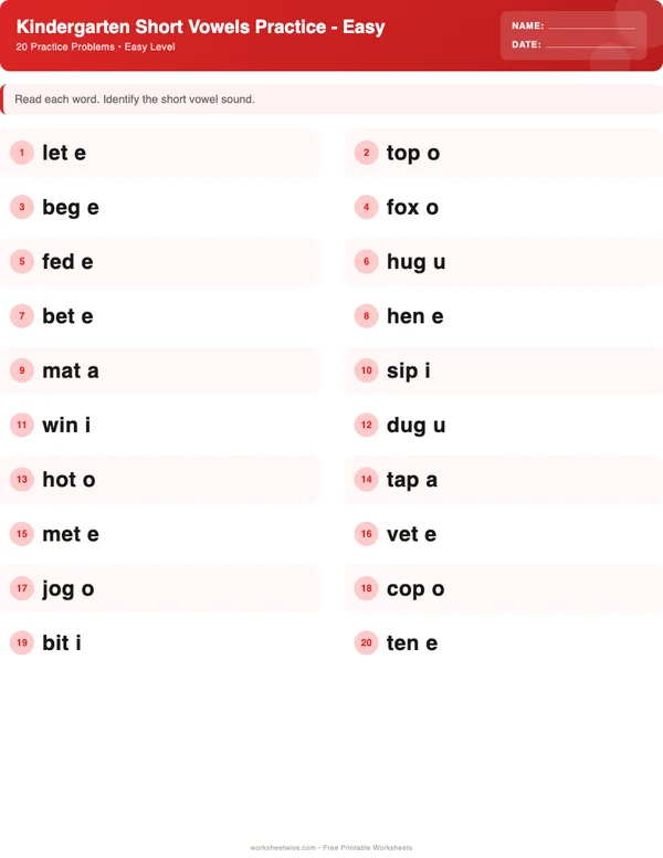 Kindergarten Short Vowels Worksheets - Christmas Theme (Easy)