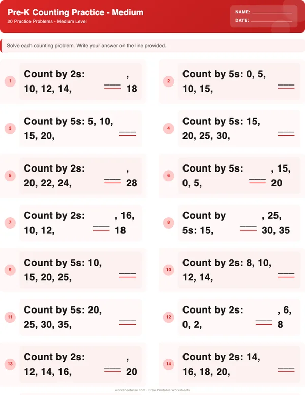 Pre-K Counting Worksheets - Christmas Theme (Medium)