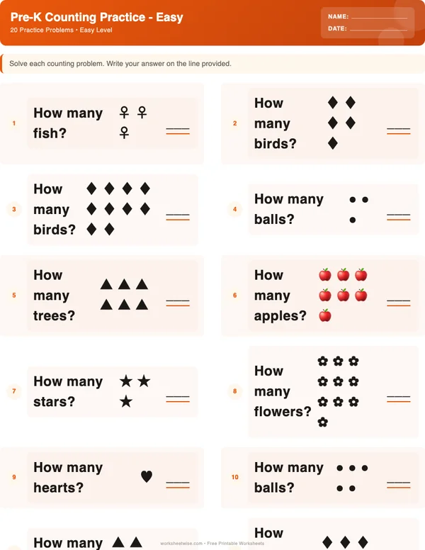 Pre-K Counting Worksheets - Halloween Theme (Easy)