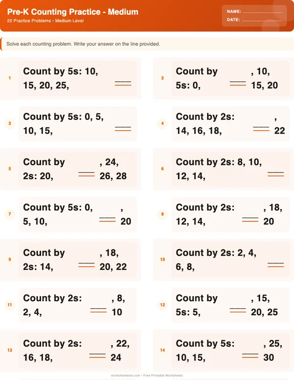 Pre-K Counting Worksheets - Halloween Theme (Medium)